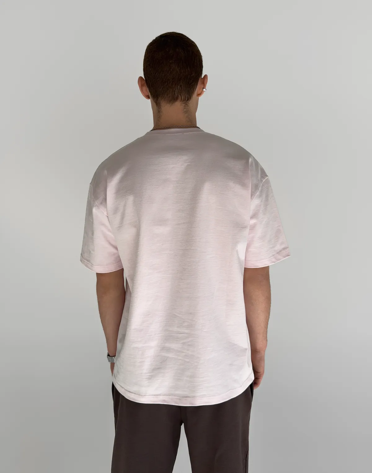 Футболка чоловіча оверсайз зі супер щільного котону з логотипом, рожева - Фото 2