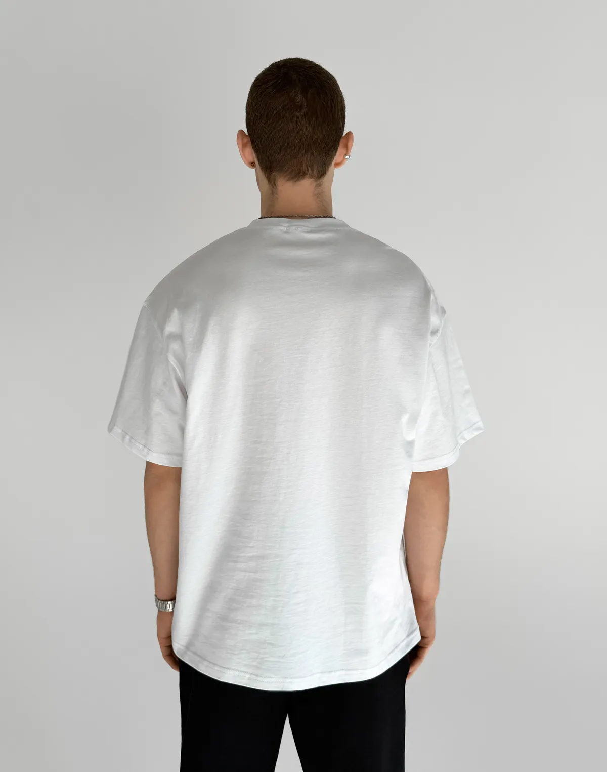 Футболка чоловіча оверсайз середньої щільності, біла - Фото 2