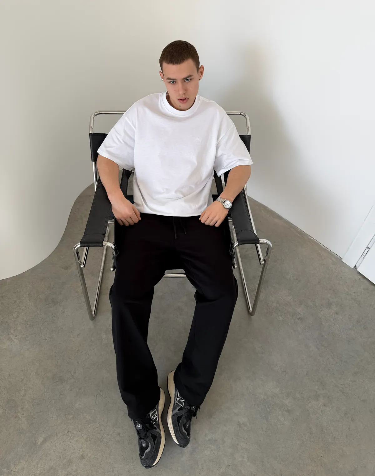 Футболка чоловіча оверсайз середньої щільності, біла - Фото 3