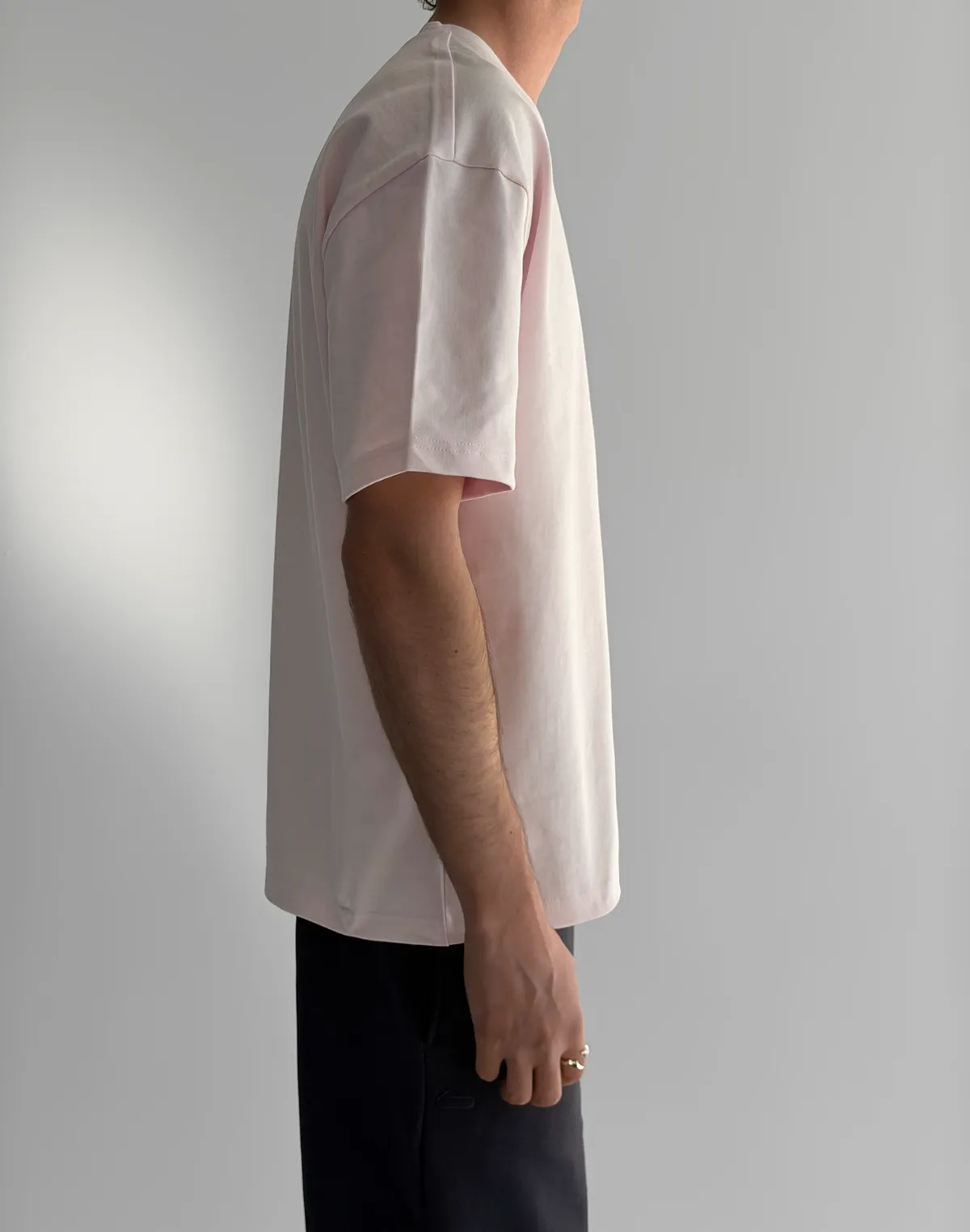 Футболка чоловіча базова зі супер щільного котону з логотипом, рожева - Фото 4