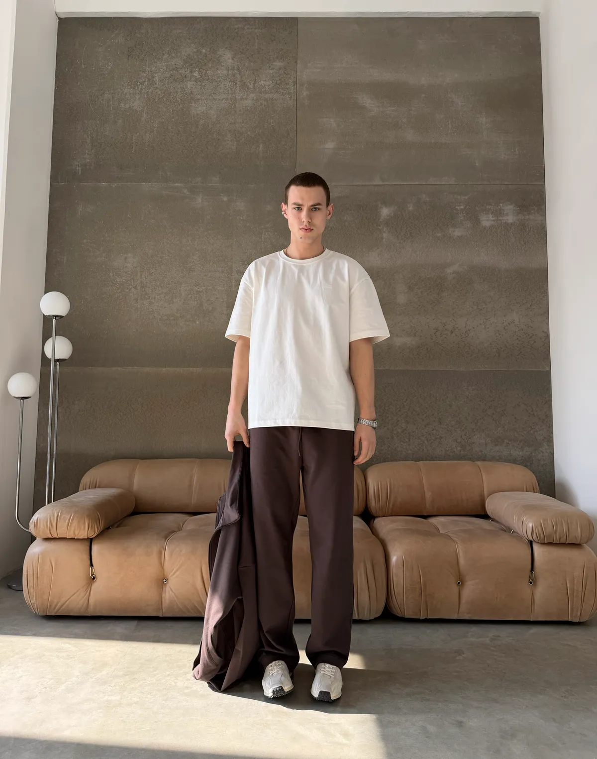 Футболка чоловіча базова зі супер щільного котону з логотипом, екрю - Фото 8