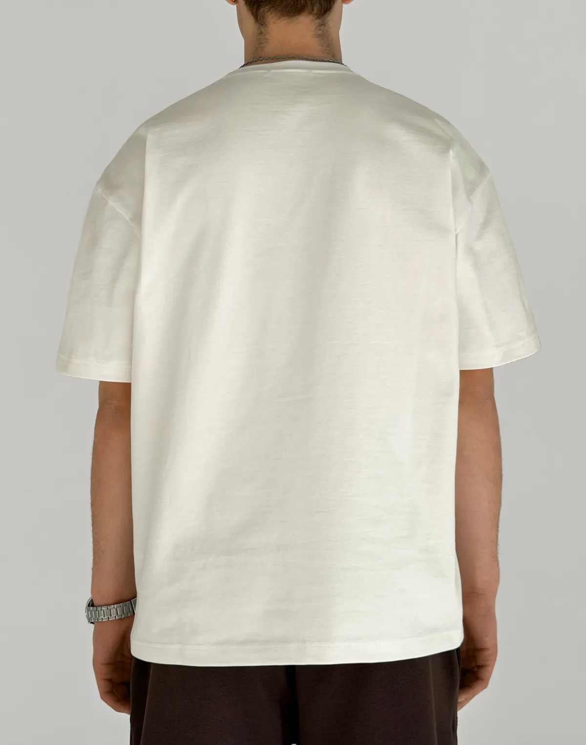 Футболка чоловіча базова зі супер щільного котону з логотипом, екрю - Фото 2