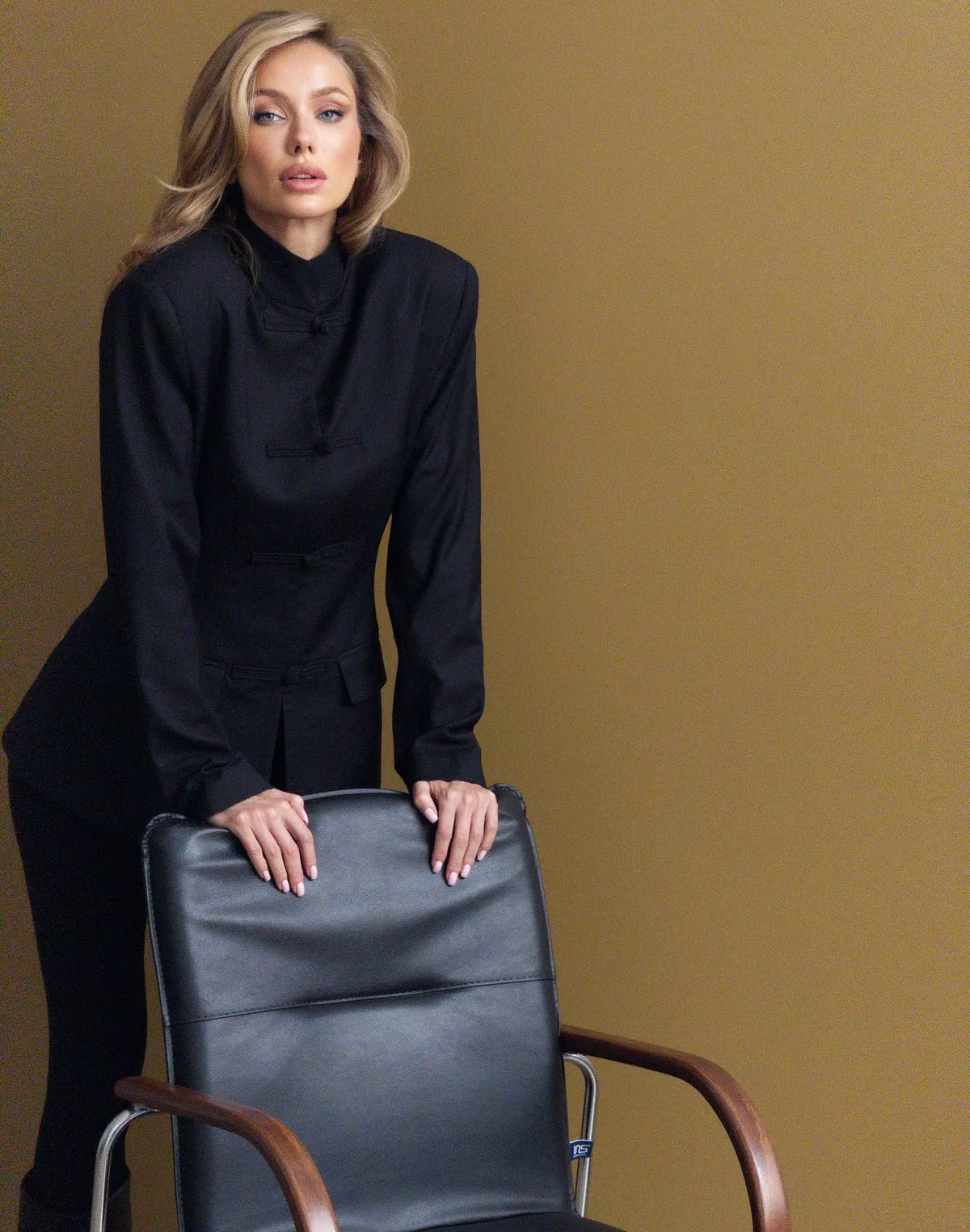 Блейзер в азійському стилі, чорний - Фото 4