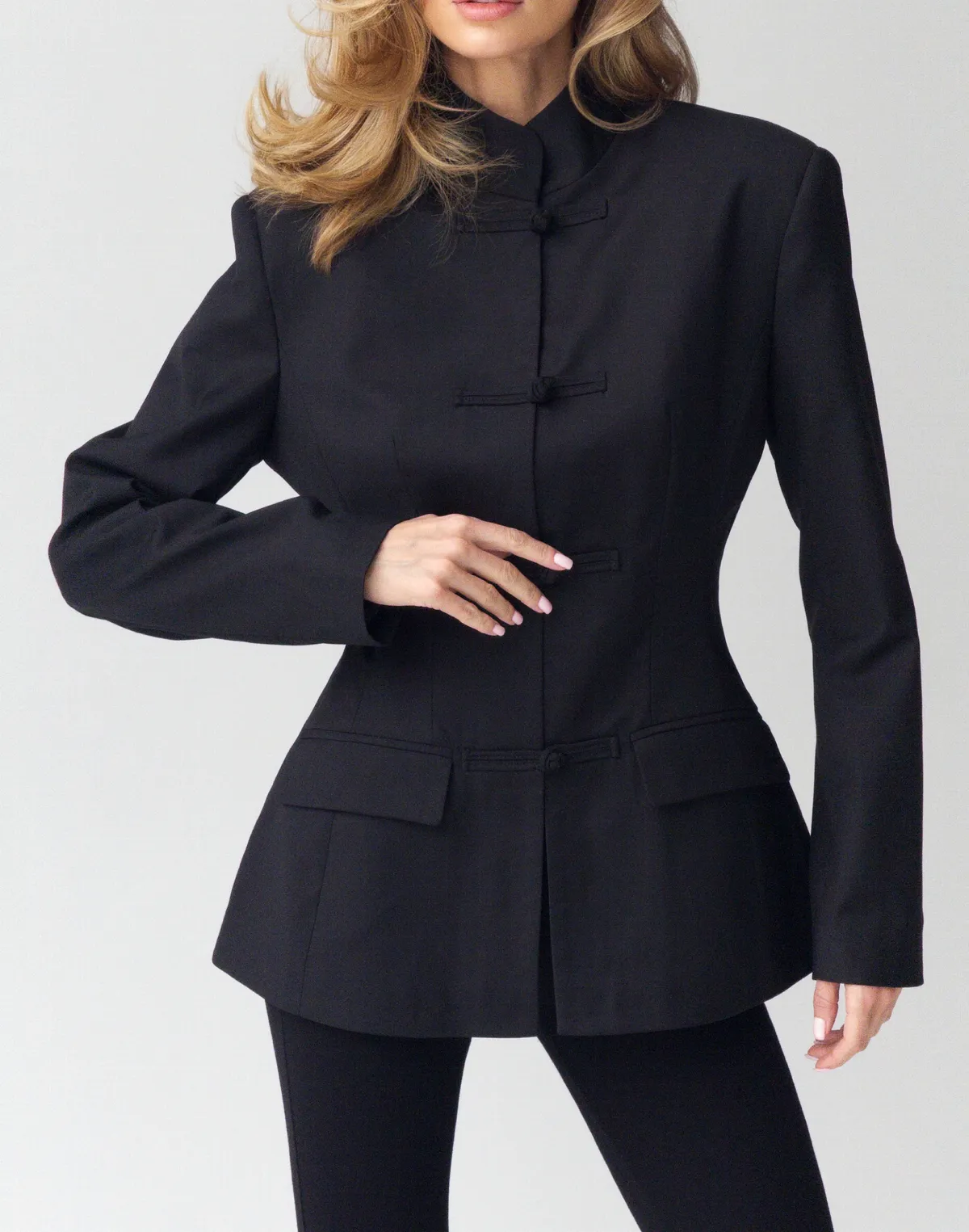 Блейзер в азійському стилі, чорний - Фото 1