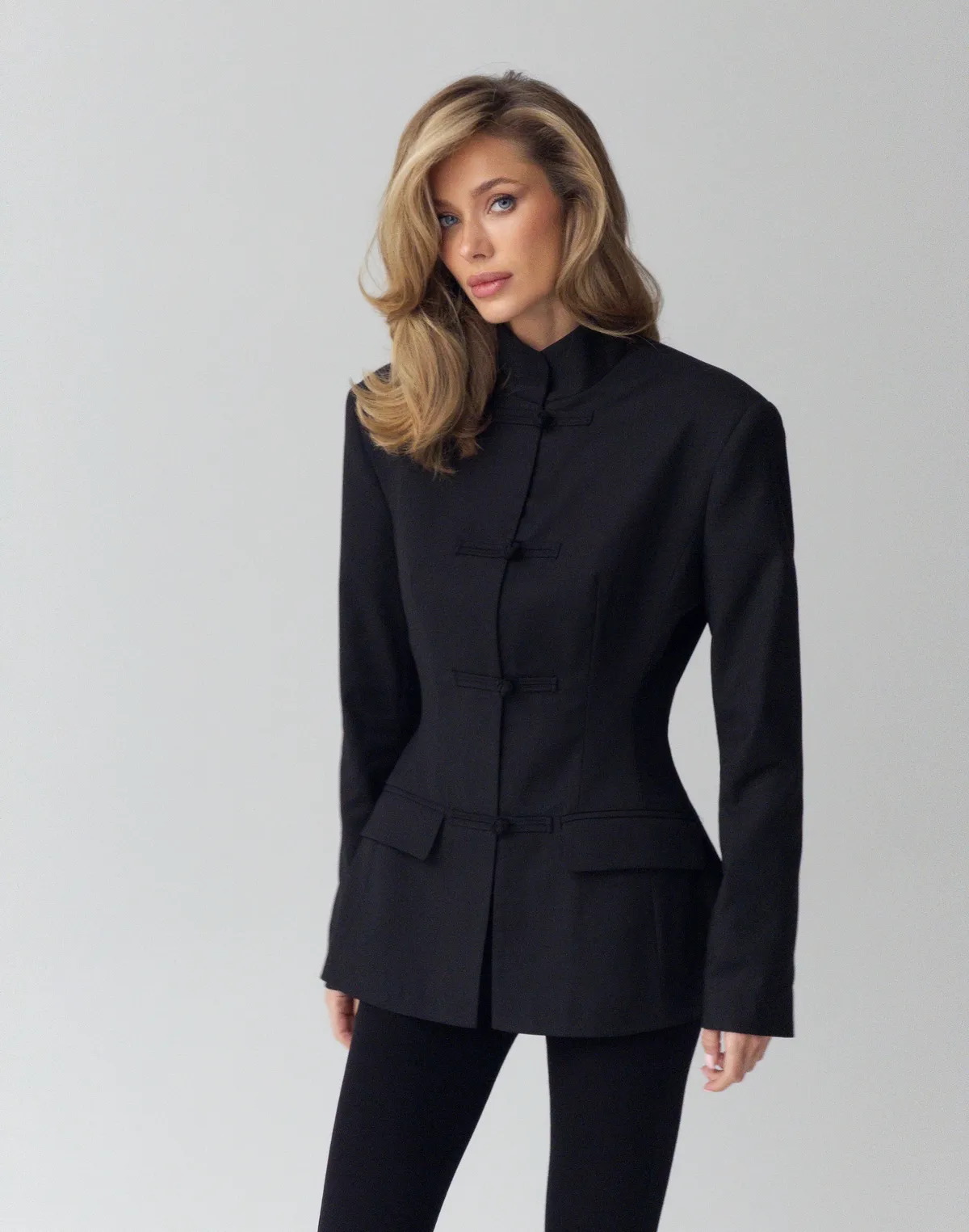 Блейзер в азійському стилі, чорний - Фото 3