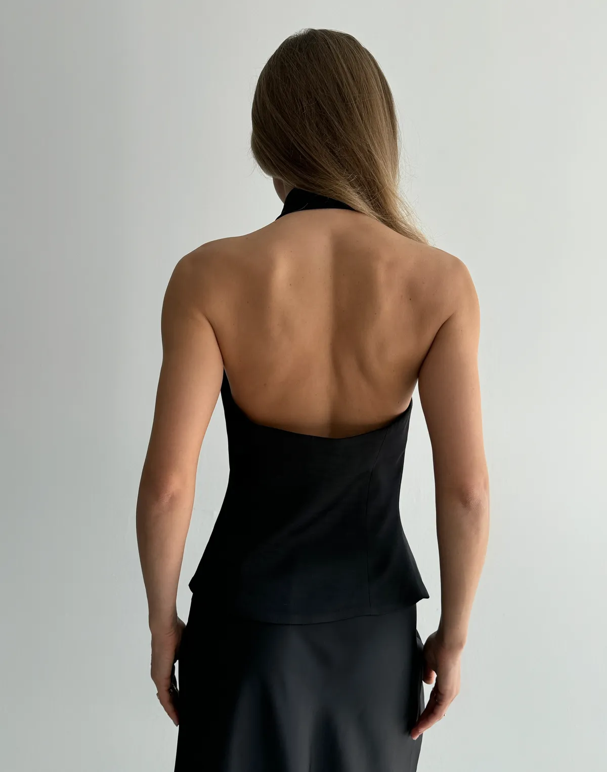 Сатиновий топ в азійському стилі, чорний - Фото 2