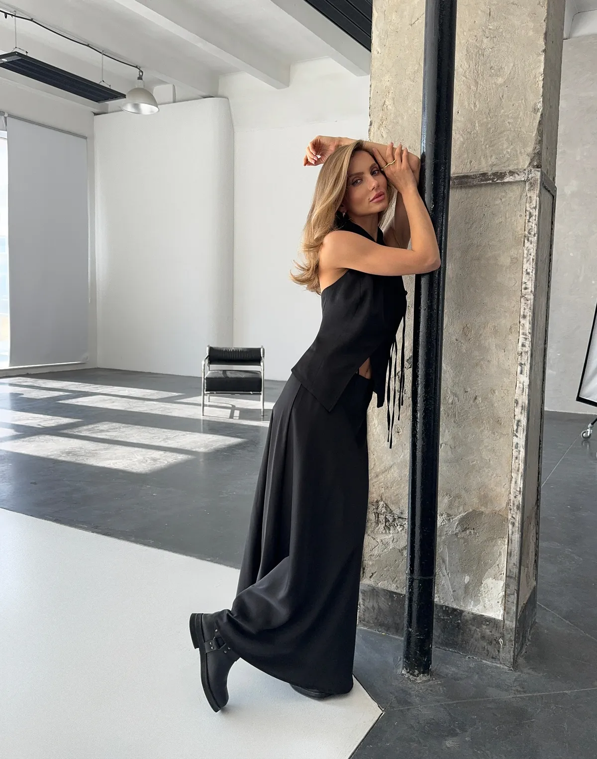 Сатиновий топ в азійському стилі, чорний - Фото 3