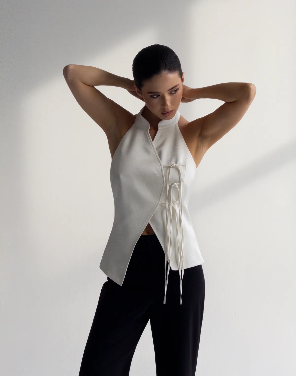 Сатиновий топ в азійському стилі, молочний - Фото 8