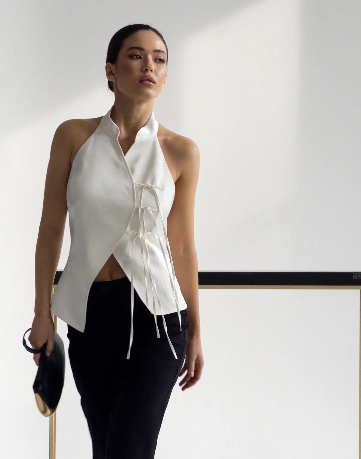 Сатиновий топ в азійському стилі, молочний - Фото 4