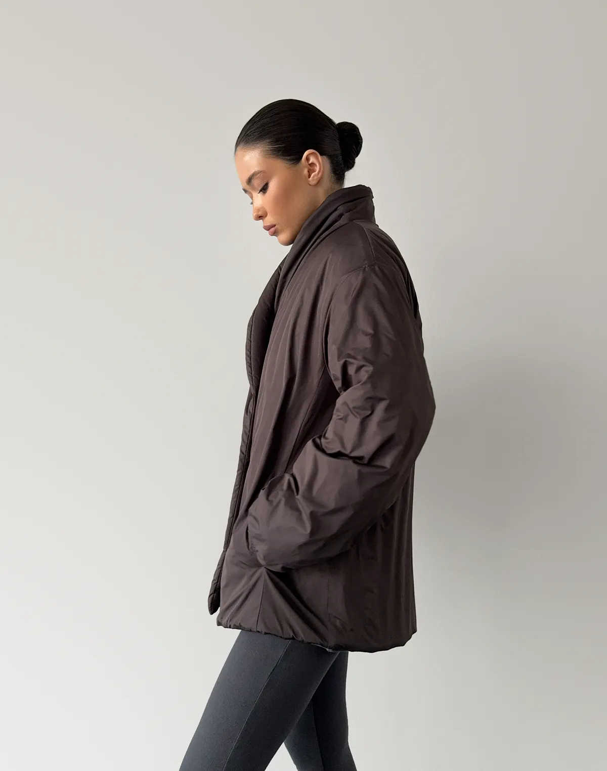 Куртка двухстороння весняна стьогана, кавово-графітова - Фото 6