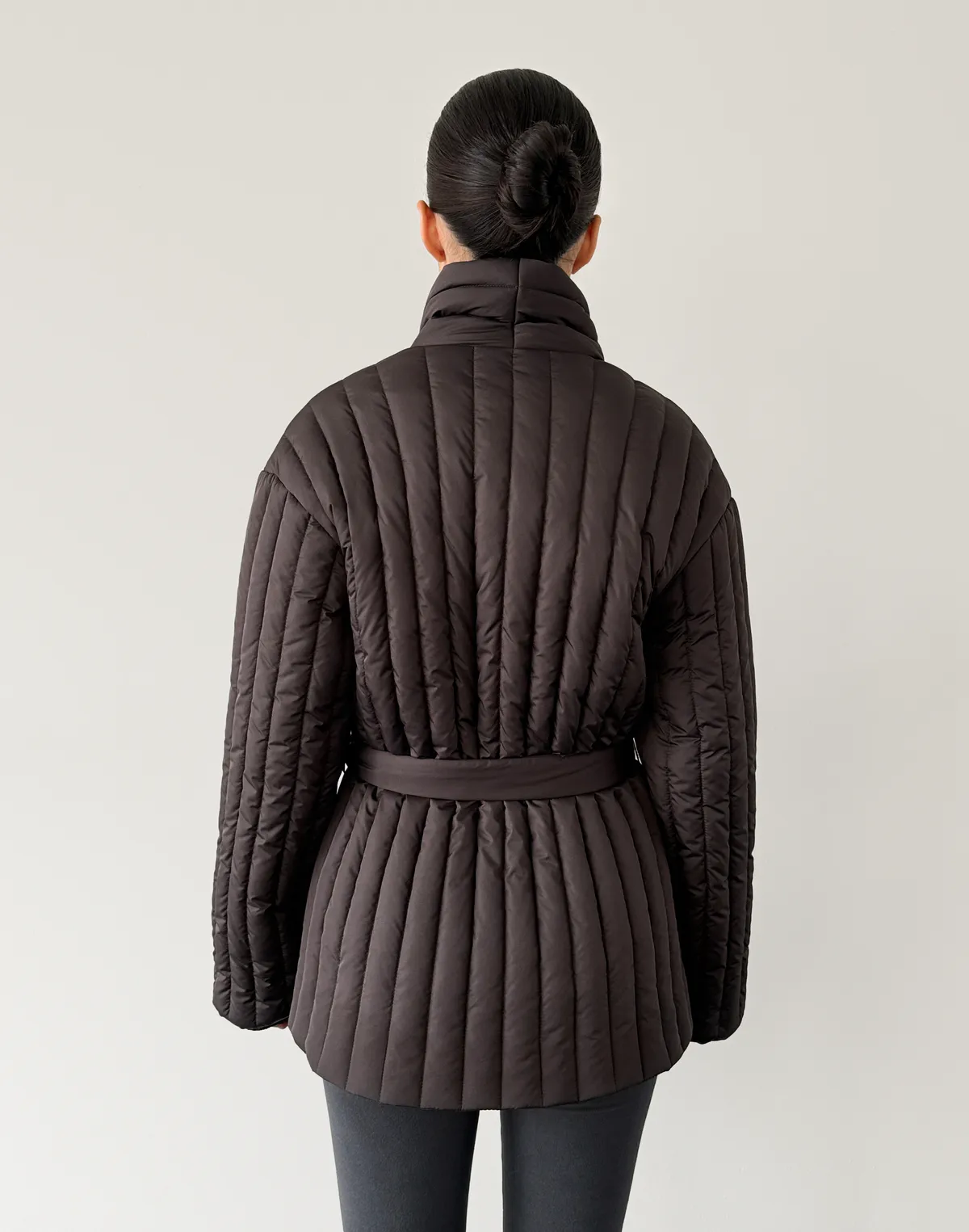 Куртка двухстороння весняна стьогана, кавово-графітова - Фото 2