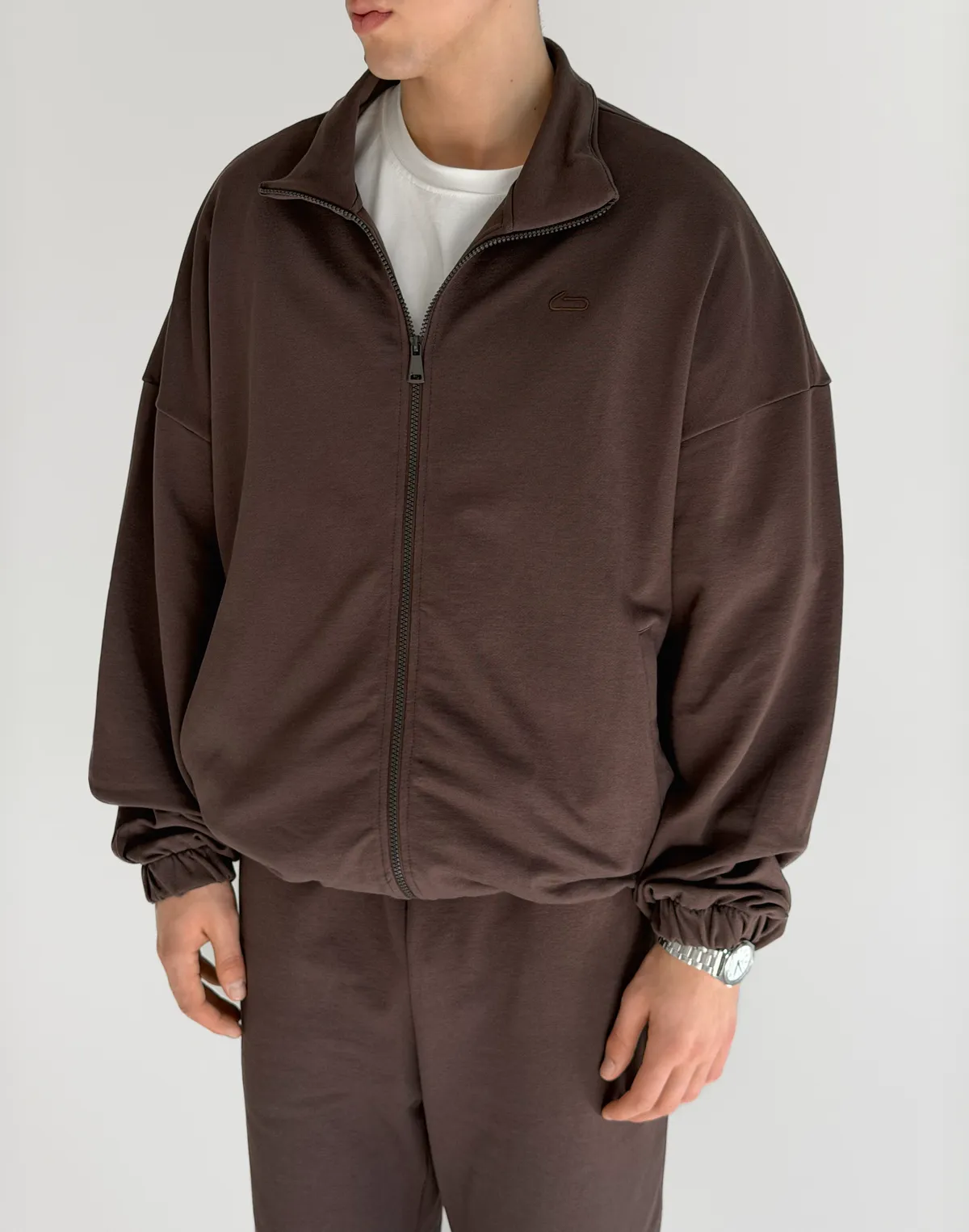 Кофта чоловіча весняна на блискавці, шоколад - Фото 1