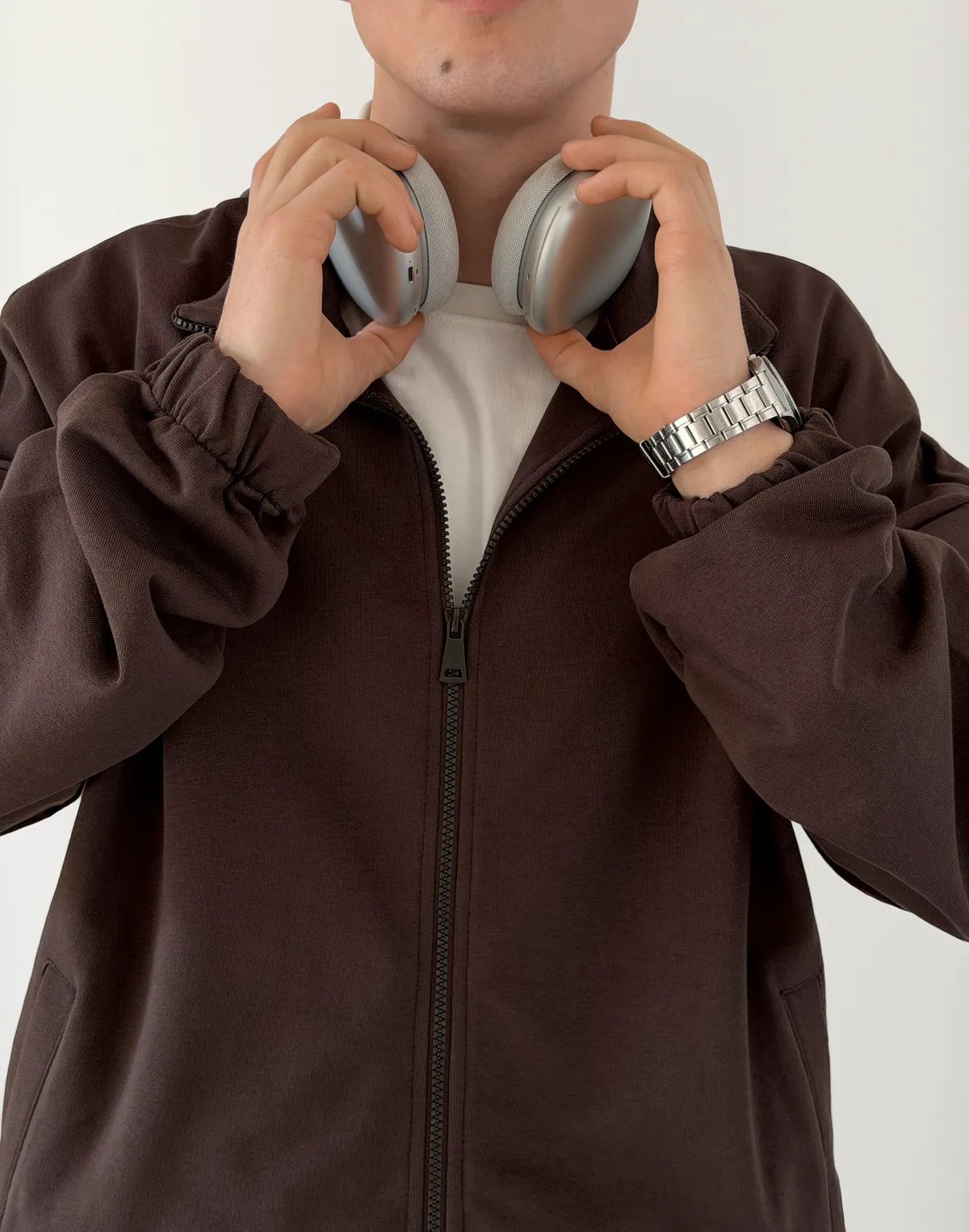 Кофта чоловіча весняна на блискавці, шоколад - Фото 6