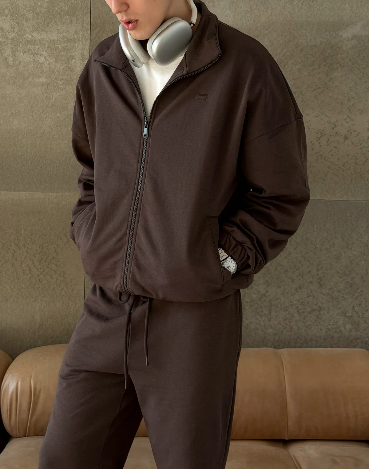 Кофта чоловіча весняна на блискавці, шоколад - Фото 5