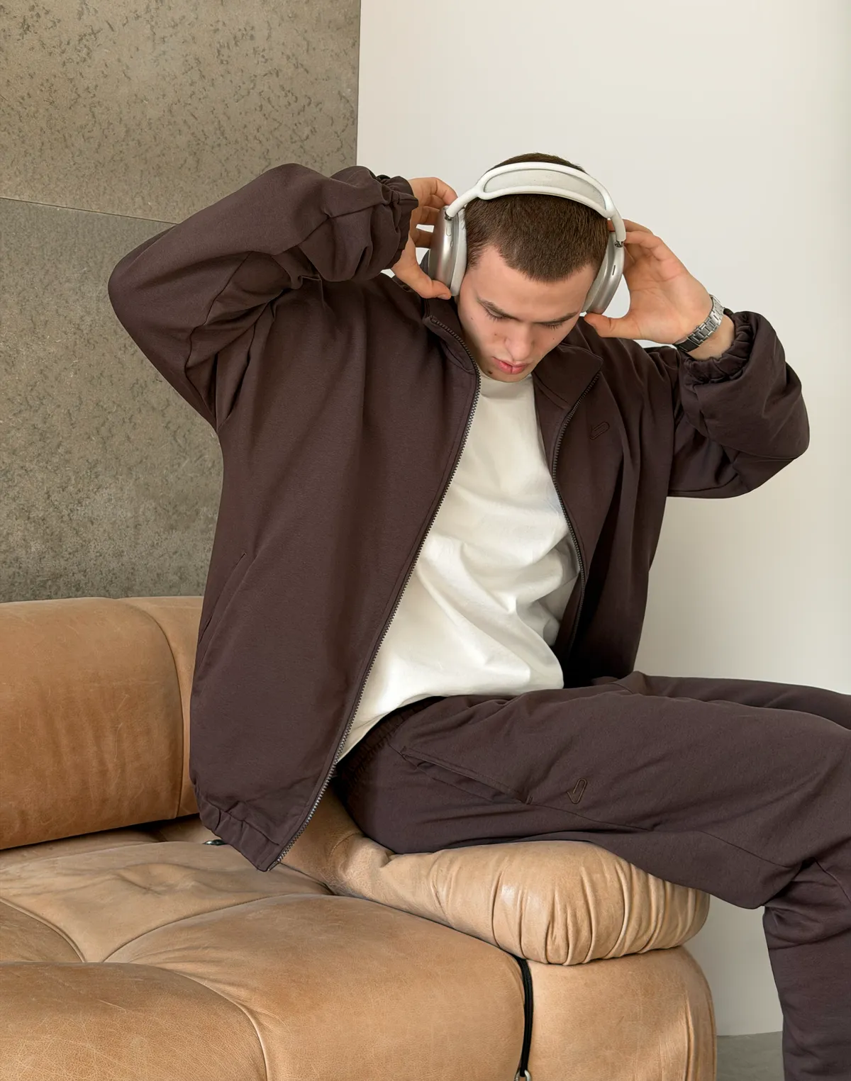 Кофта чоловіча весняна на блискавці, шоколад - Фото 4