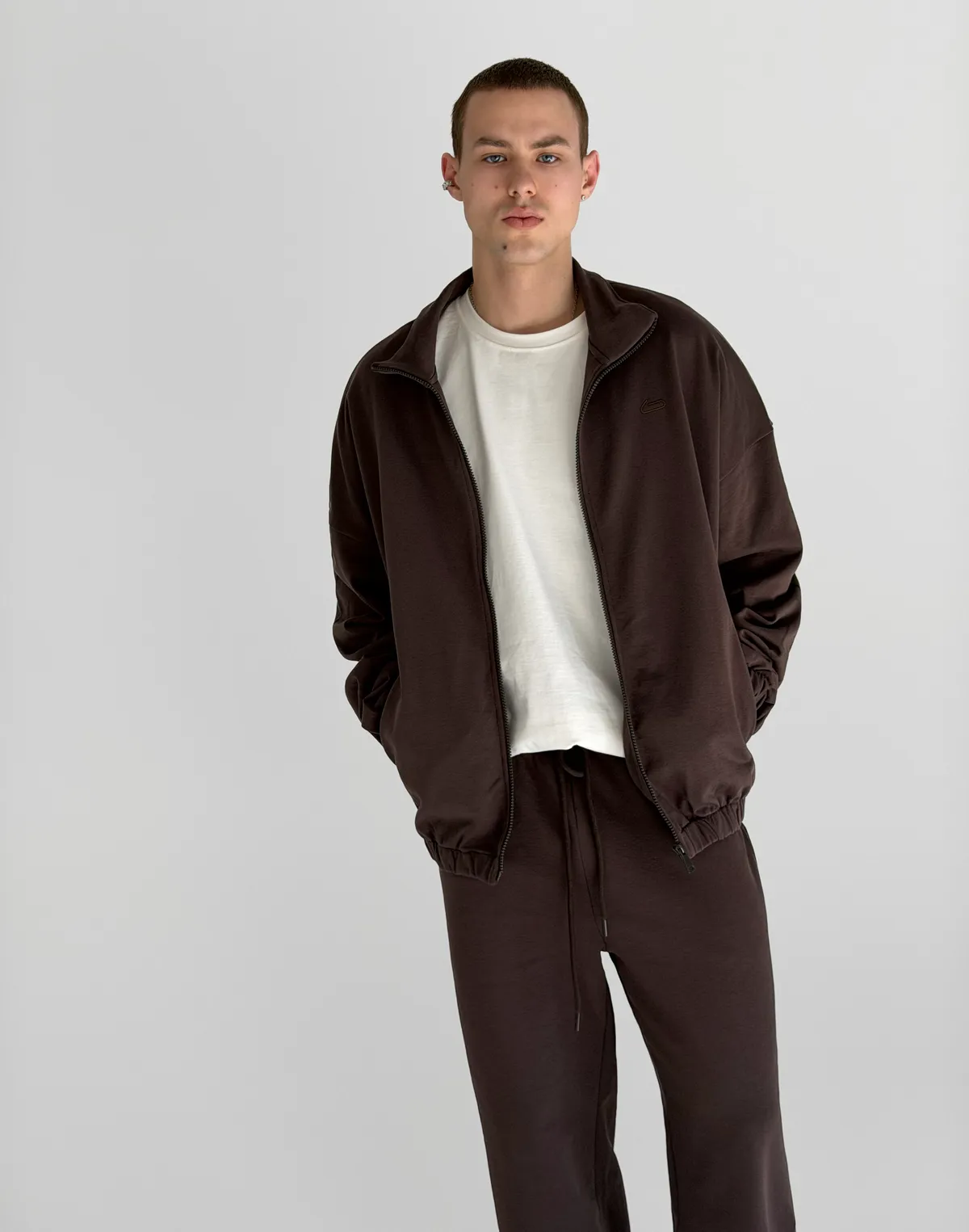 Кофта чоловіча весняна на блискавці, шоколад - Фото 3