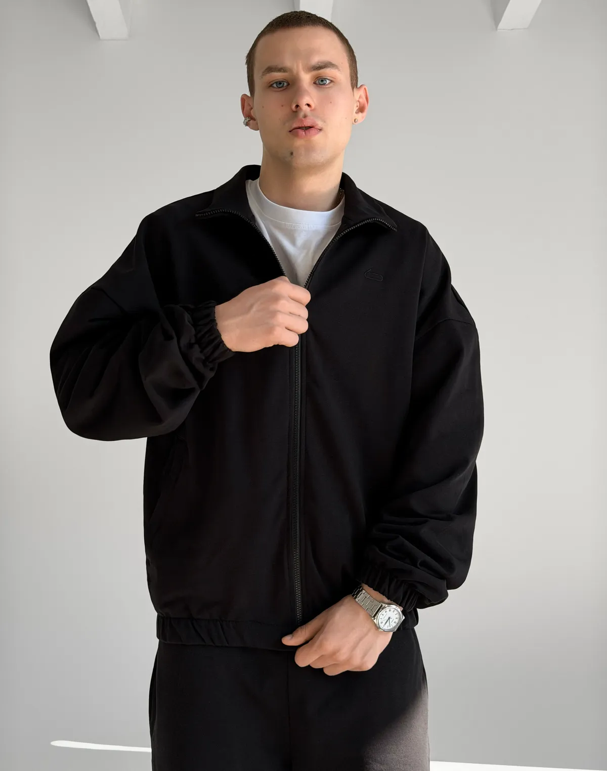 Кофта чоловіча весняна на блискавці, чорна - Фото 7