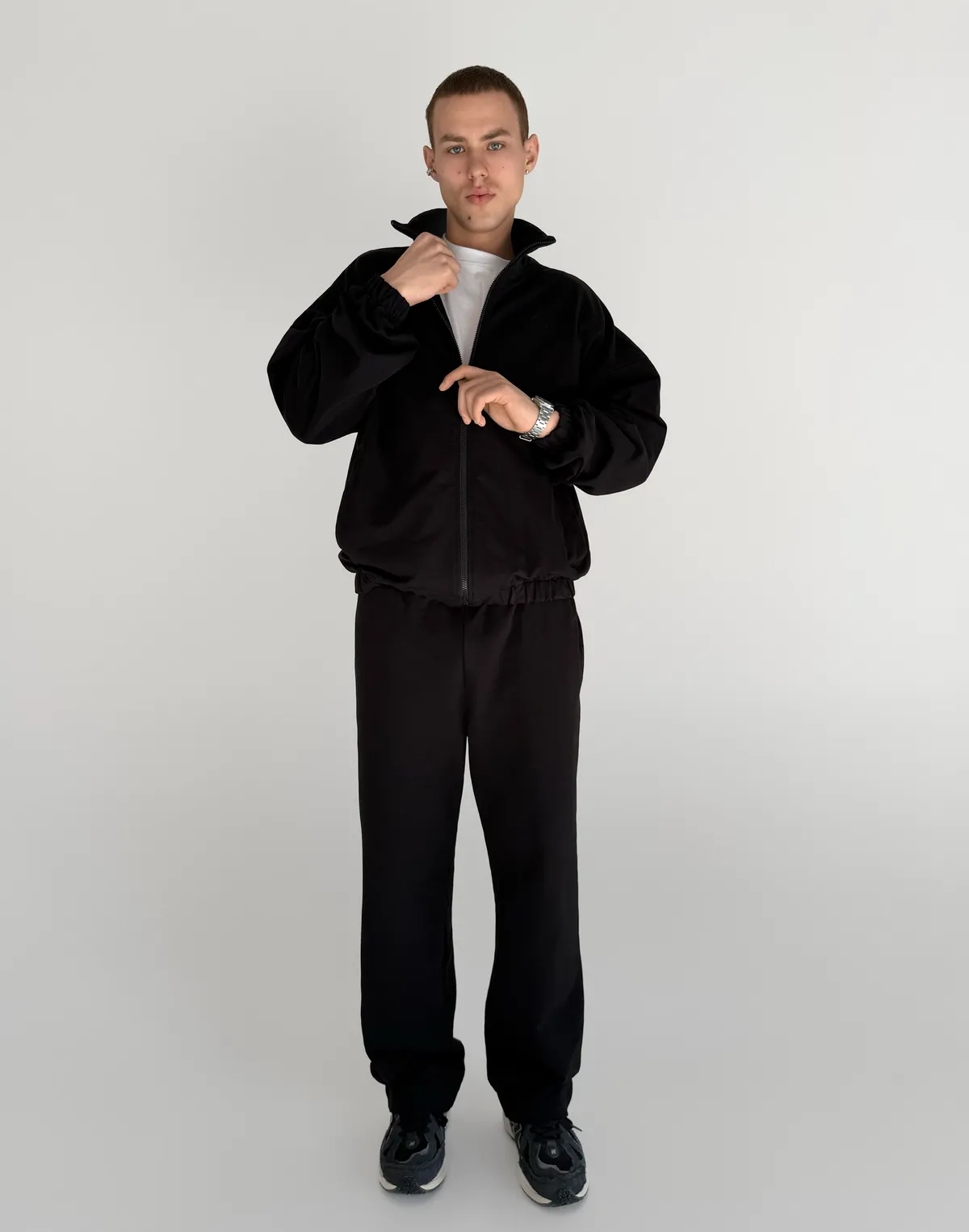 Кофта чоловіча весняна на блискавці, чорна - Фото 4