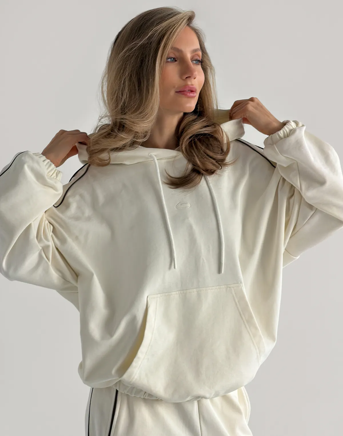 Худі весняний з кантом жіночий, екрю - Фото 7