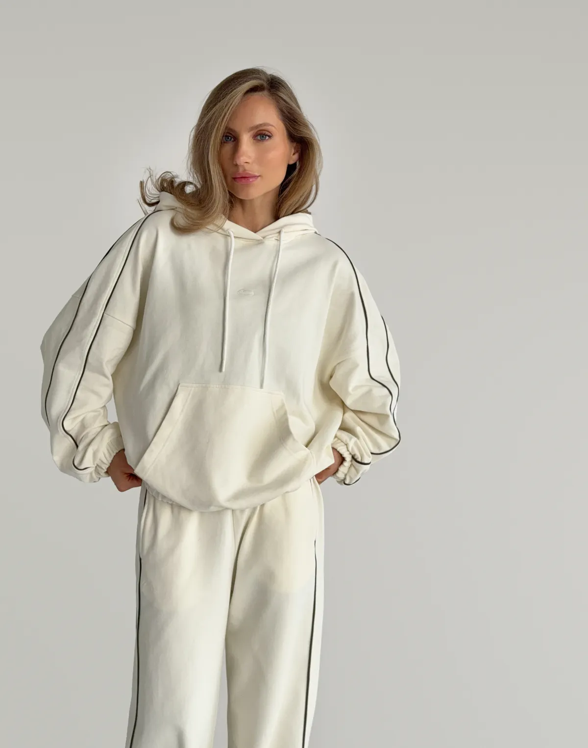 Худі весняний з кантом жіночий, екрю - Фото 6