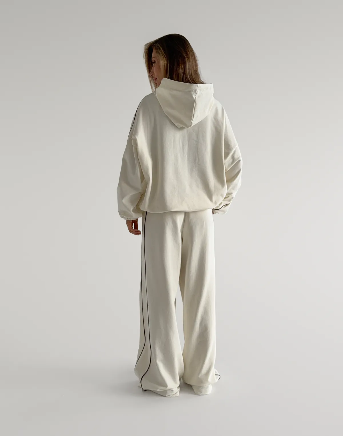 Комплект весняний з кантом худі та штани, екрю - Фото 2