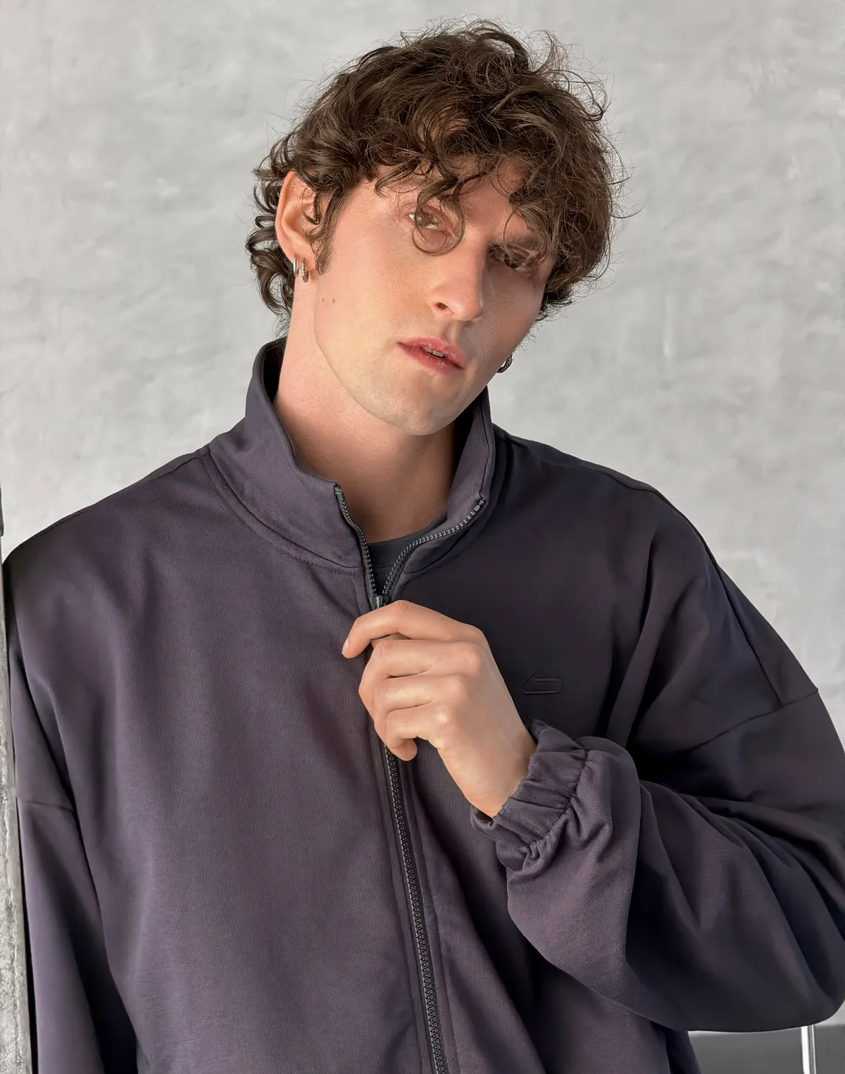 Кофта чоловіча весняна на блискавці, графіт - Фото 4