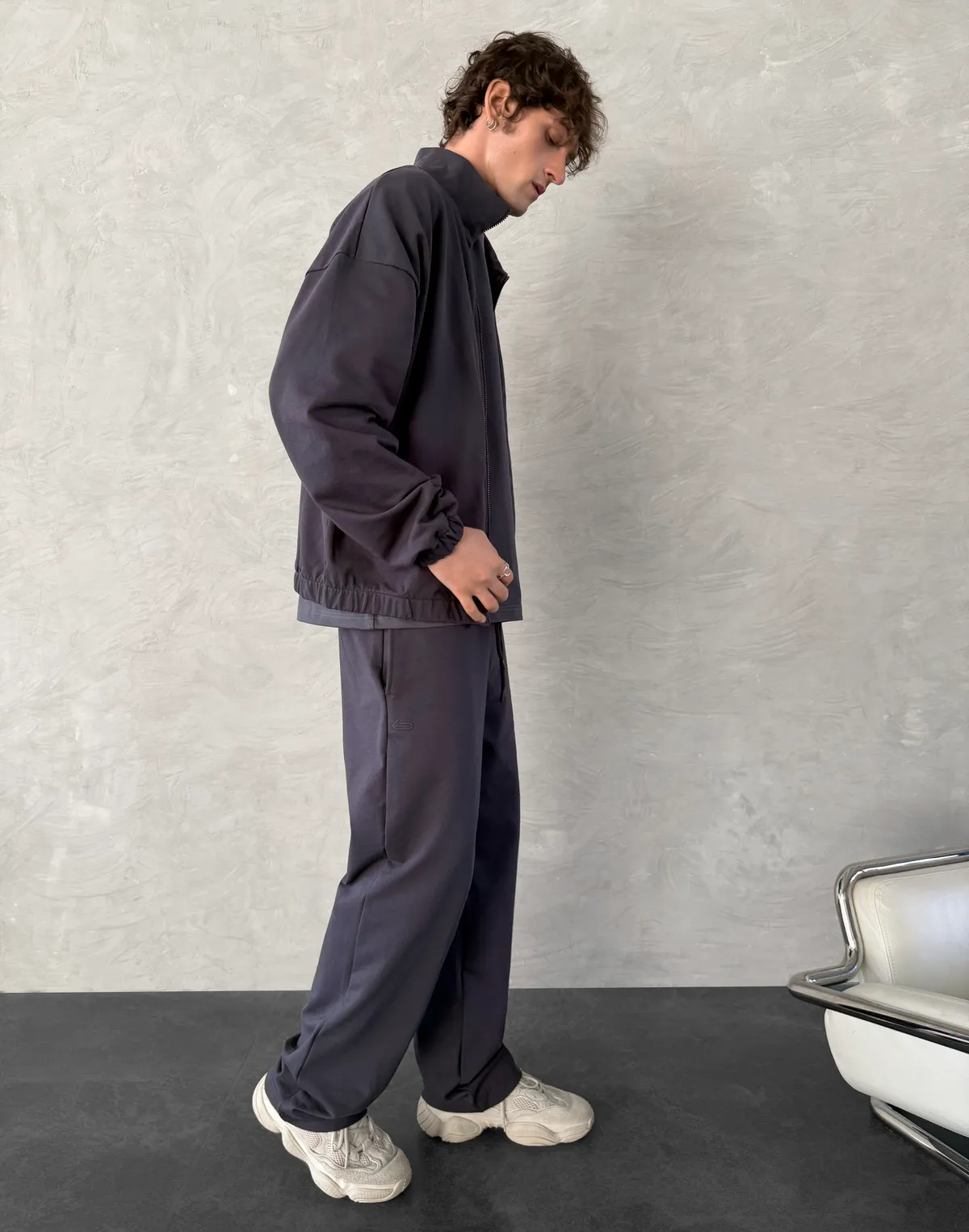 Кофта чоловіча весняна на блискавці, графіт - Фото 3