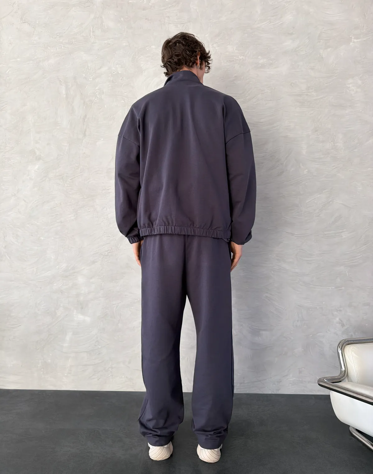 Комплект весняний чоловічій кофта на блискавці та штани прямі, графіт - Фото 2