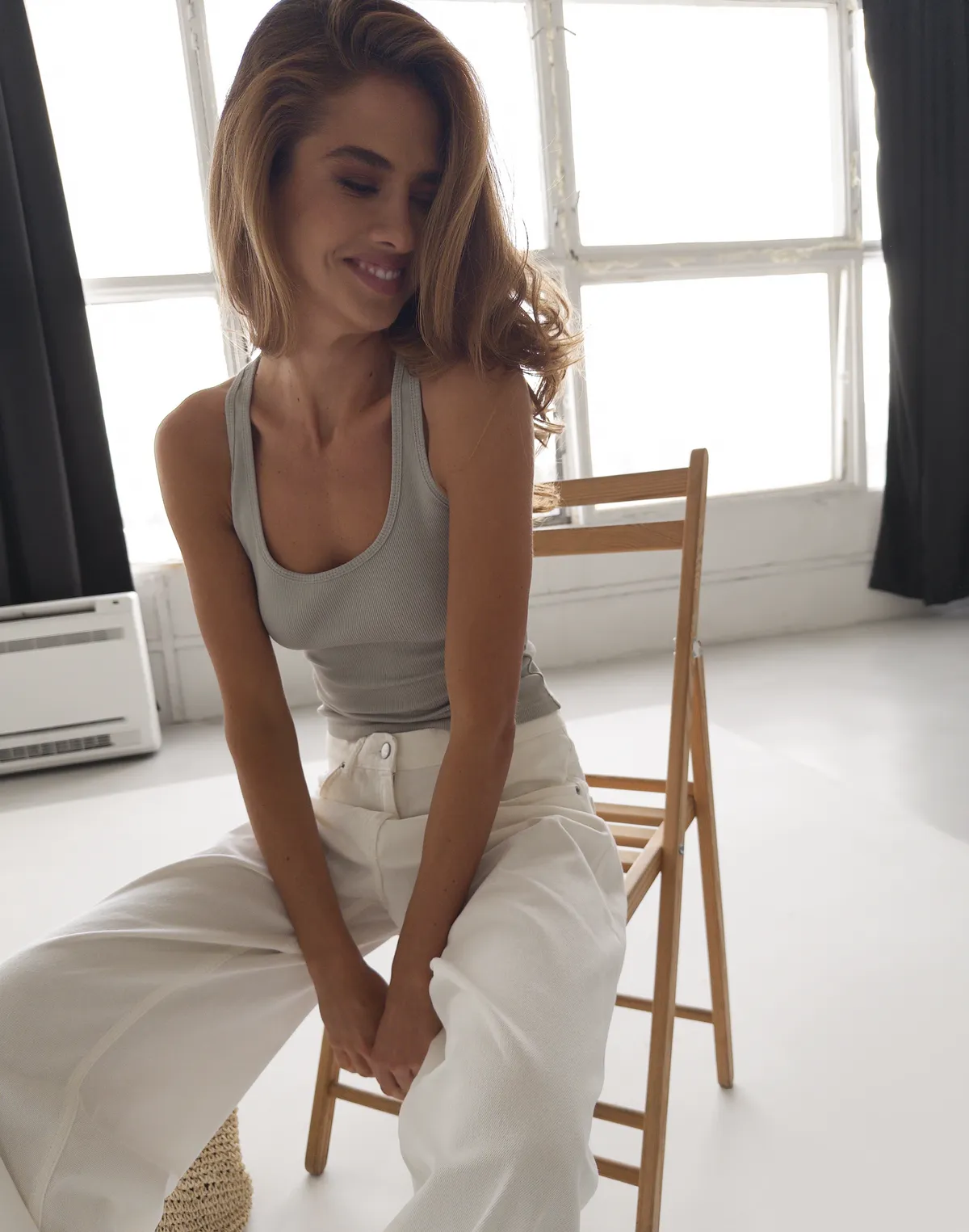 Майка в рубчик класична, сіра - Фото 3