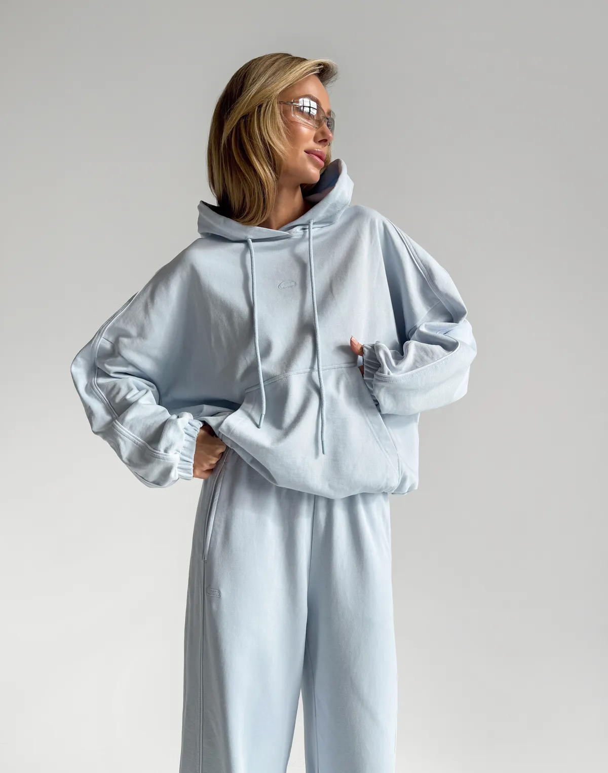 Худі весняний з кантом жіночий, блакитний - Фото 6