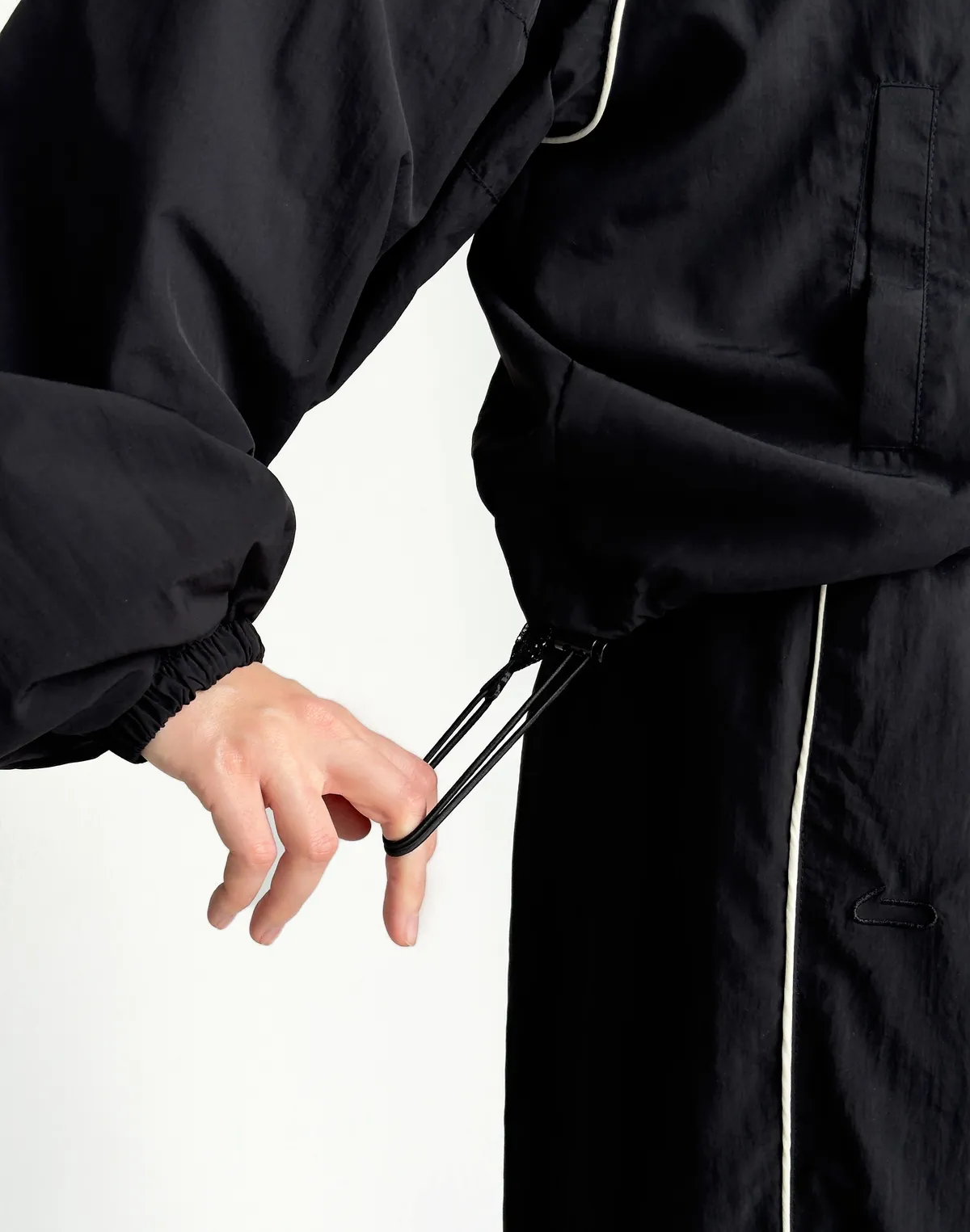 Зіпер з плащової тканини з кантом, чорний - Фото 7