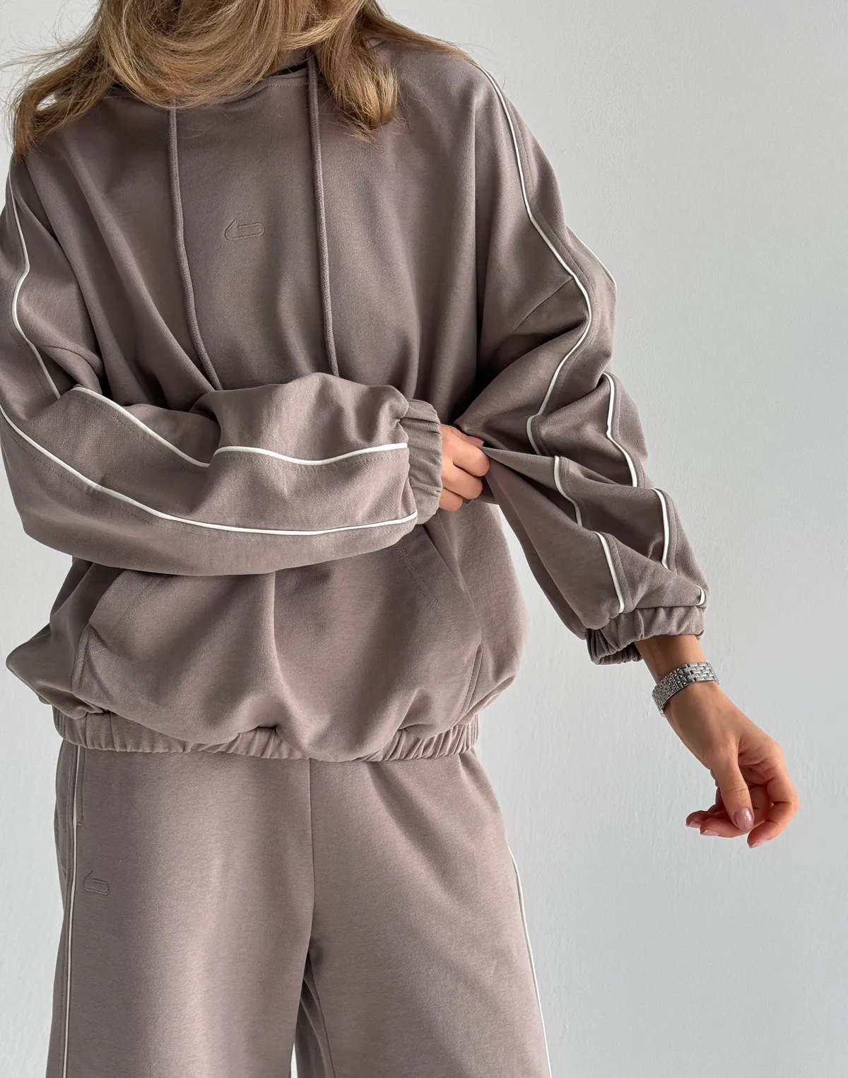 Худі весняний з кантом жіночий, світло-кавовий - Фото 5