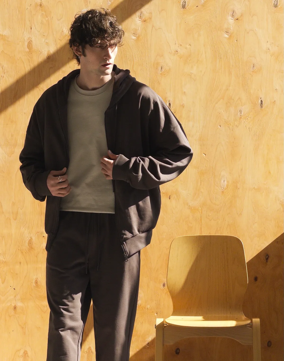 Зіпер чоловічий весняний з капюшоном, шоколад - Фото 8