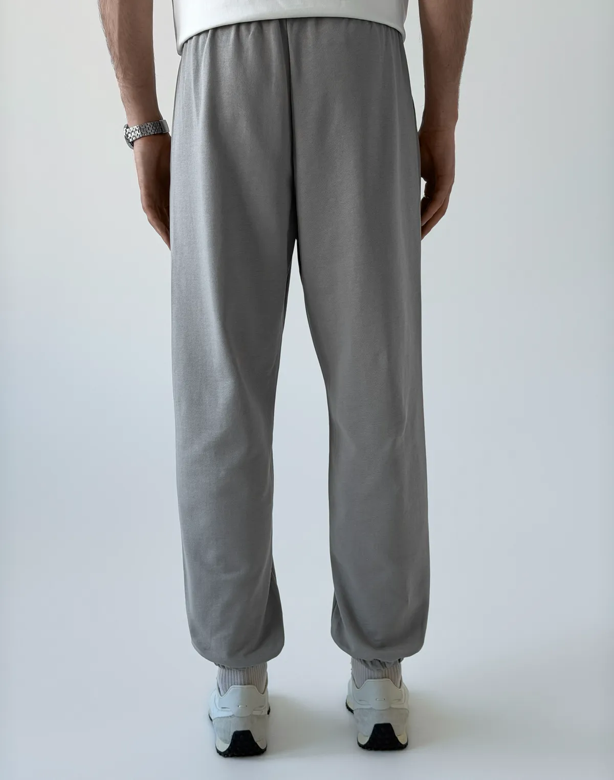 Штани джогери весняні чоловічі базові, нейтральний сірий - Фото 2