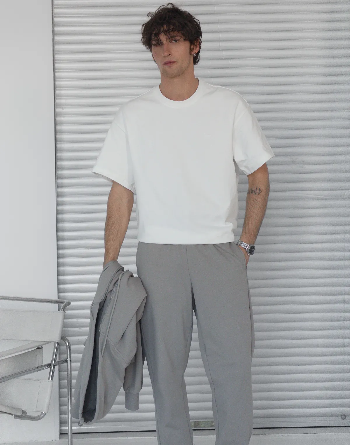 Штани джогери весняні чоловічі базові, нейтральний сірий - Фото 5