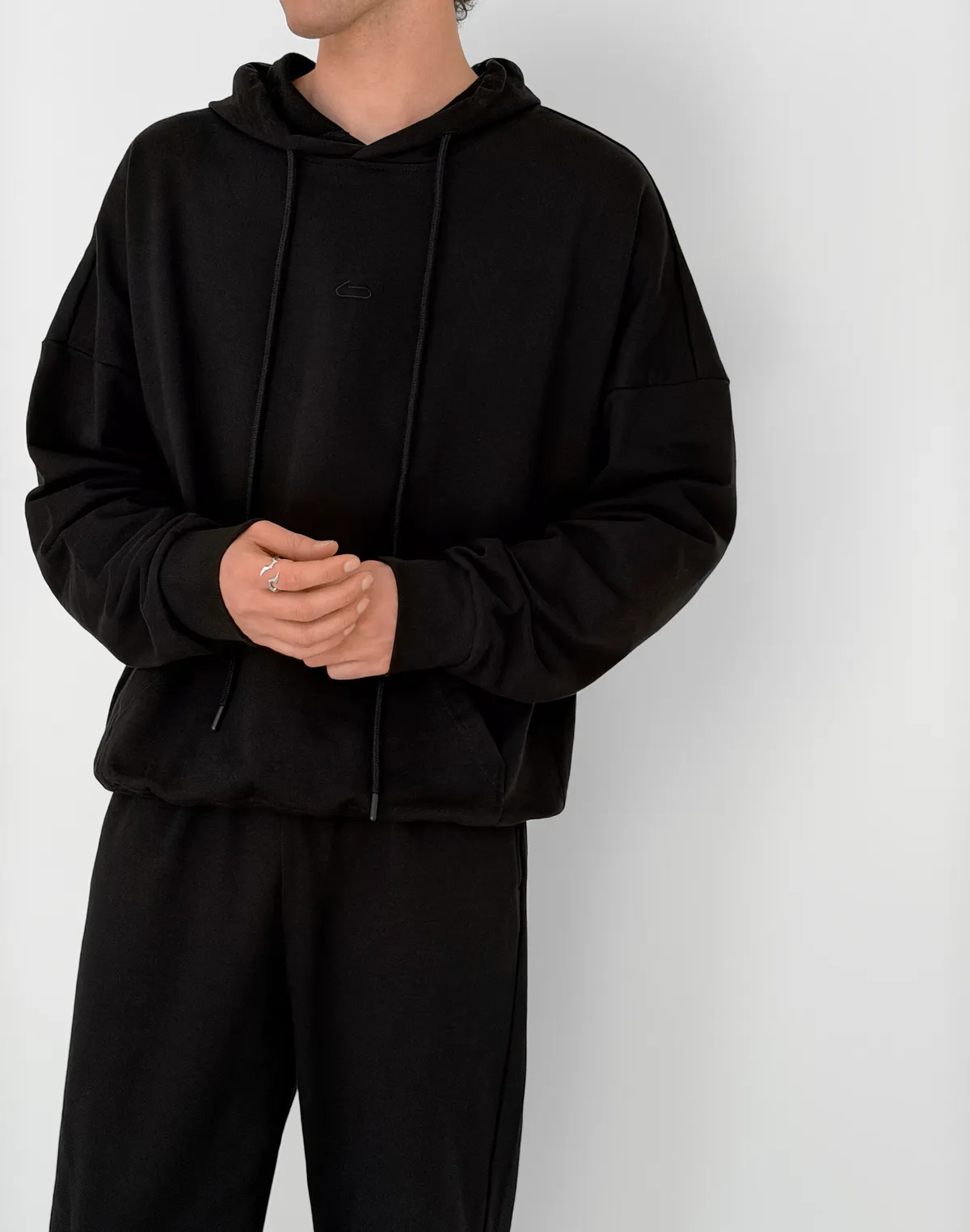 Худі чоловічий весняний з капюшоном, чорний - Фото 7