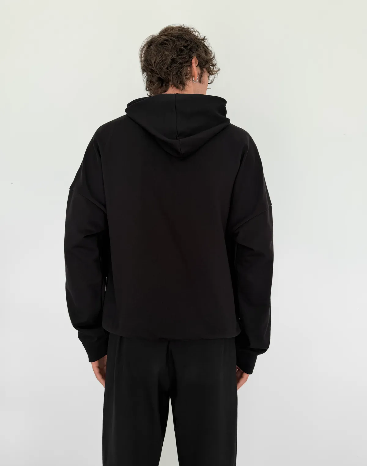 Худі чоловічий весняний з капюшоном, чорний - Фото 2