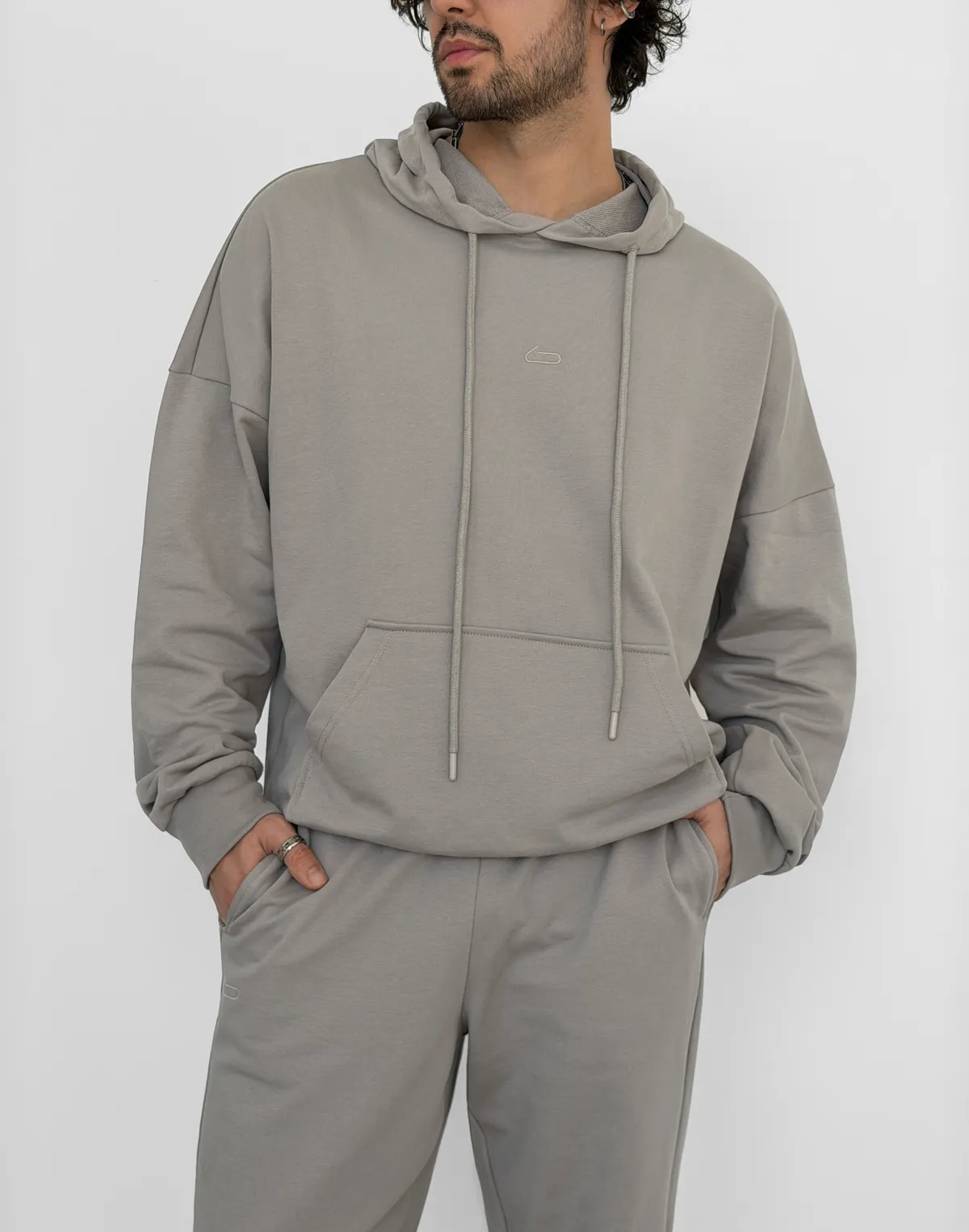 Худі чоловічий весняний з капюшоном, нейтральний сірий - Фото 1