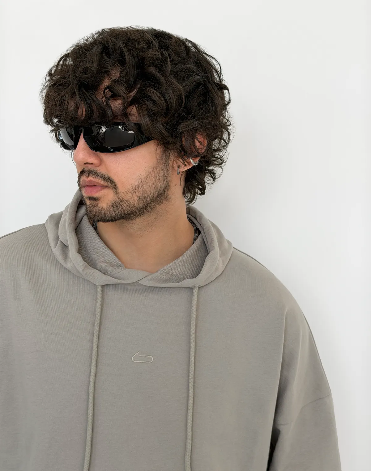 Комплект чоловічій весняний худі з капюшоном та джогери базові, нейтральний сірий - Фото 7