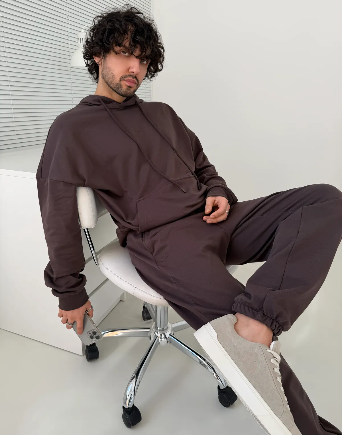 Худі чоловічий весняний з капюшоном, шоколад - Фото 3