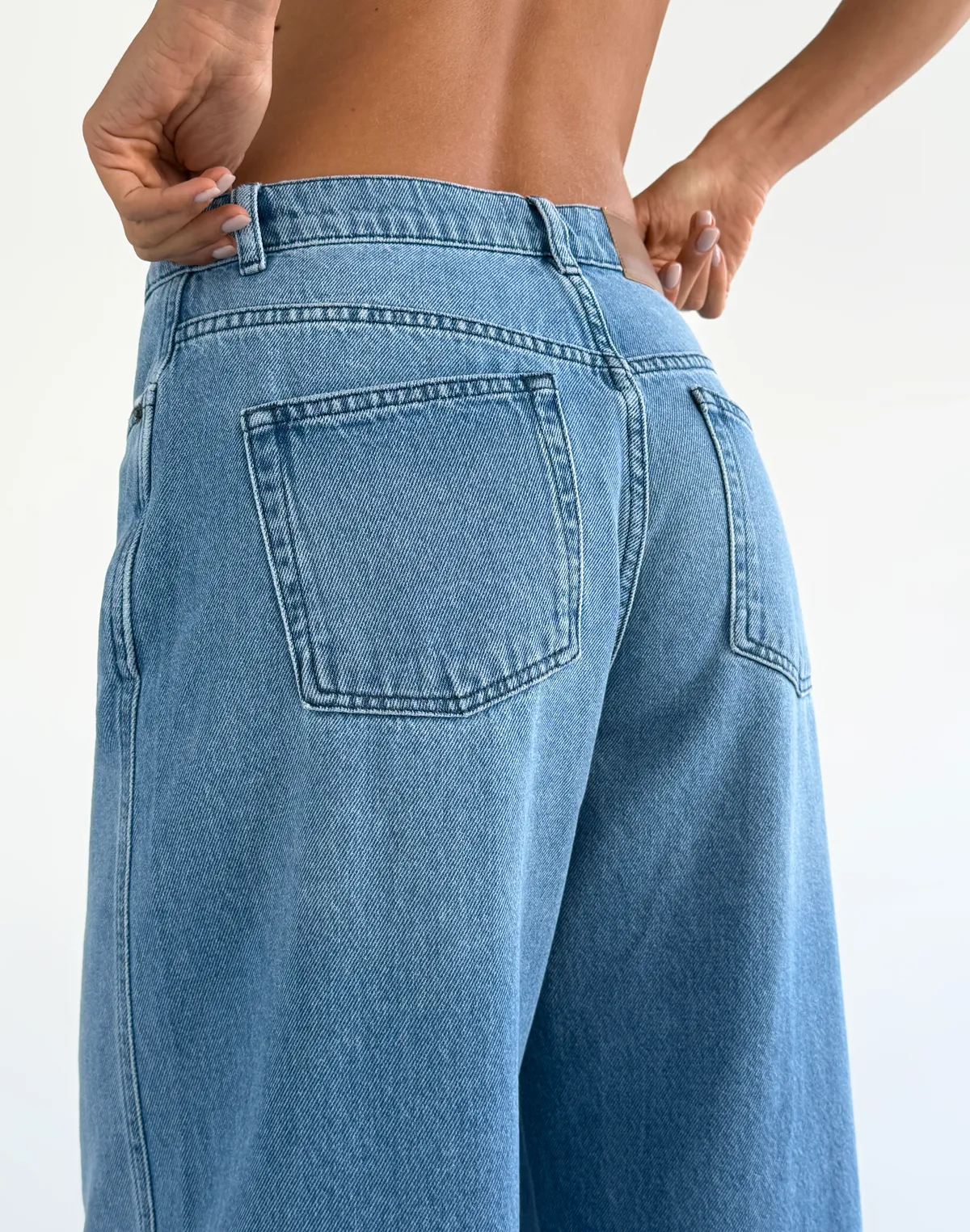 Джинси baggy жіночі вільного крою, блакитні класичні - Фото 6