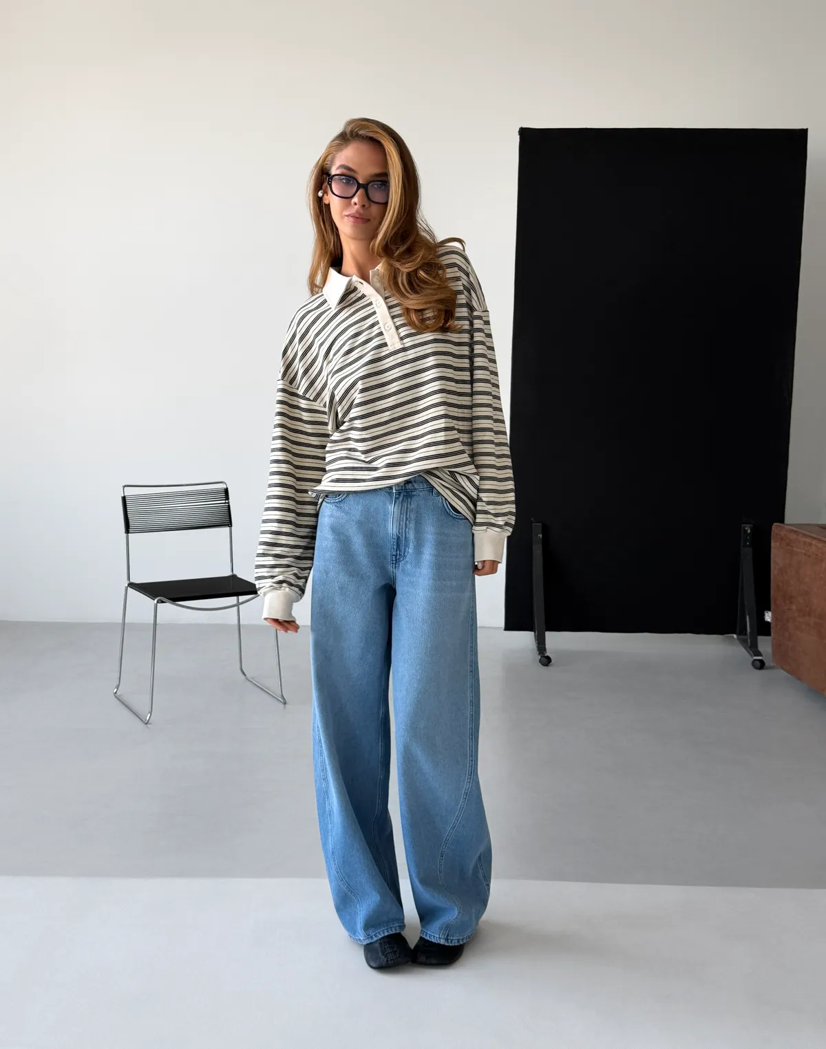 Джинси baggy жіночі вільного крою, блакитні класичні - Фото 3