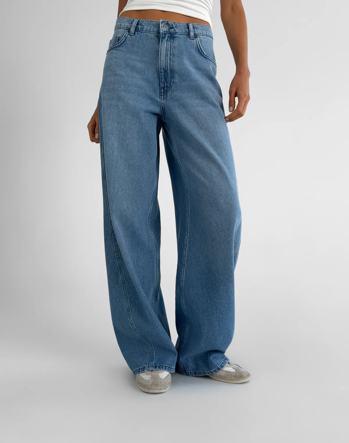 Джинси baggy жіночі вільного крою, блакитні класичні - Фото 1