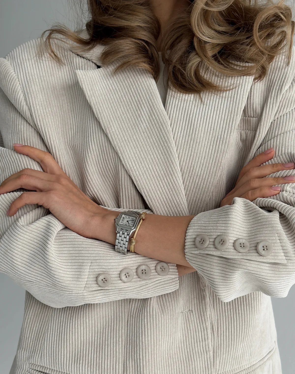 Жакет оверсайз вельветовий, молочний - Фото 6