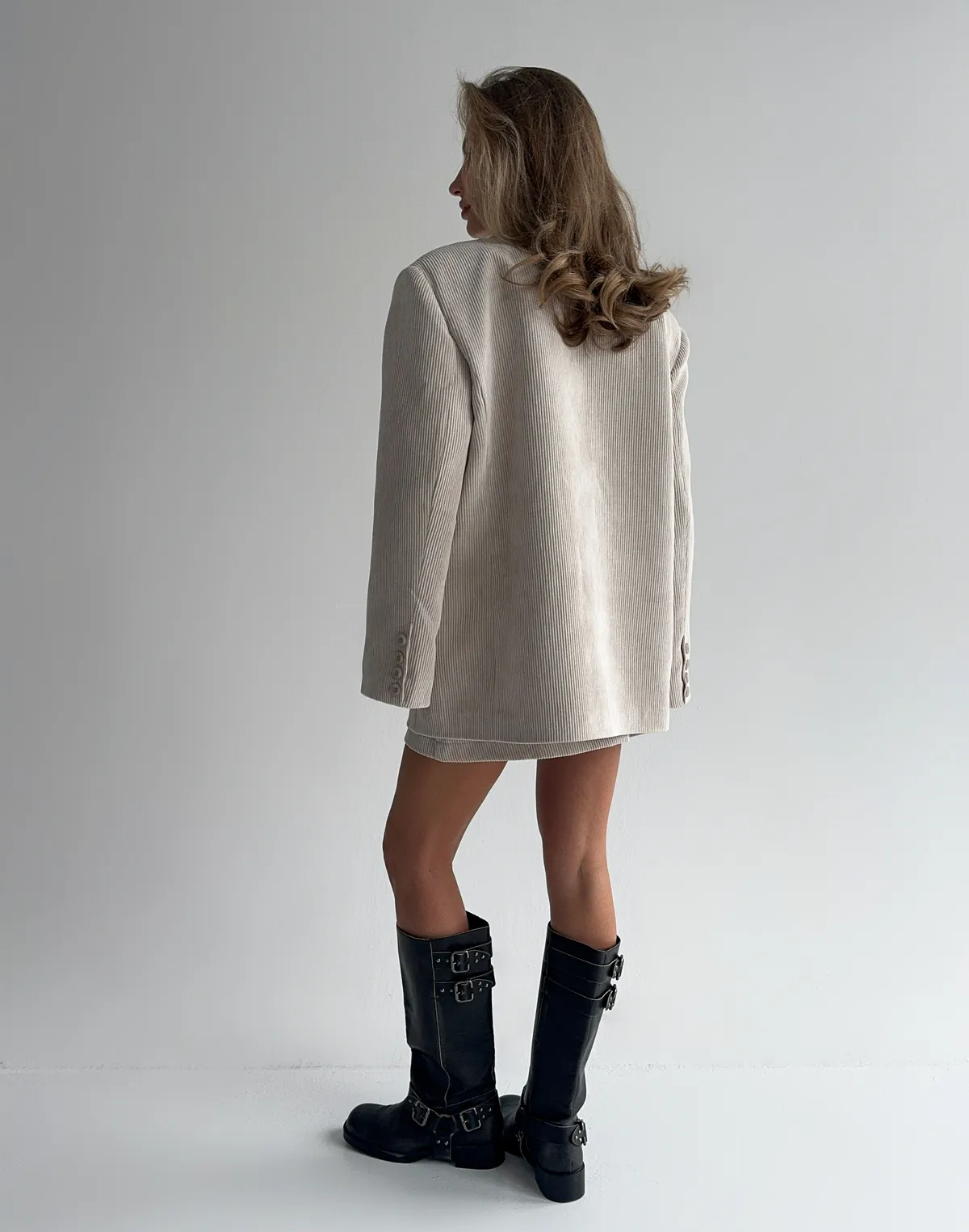 Жакет оверсайз вельветовий, молочний - Фото 2