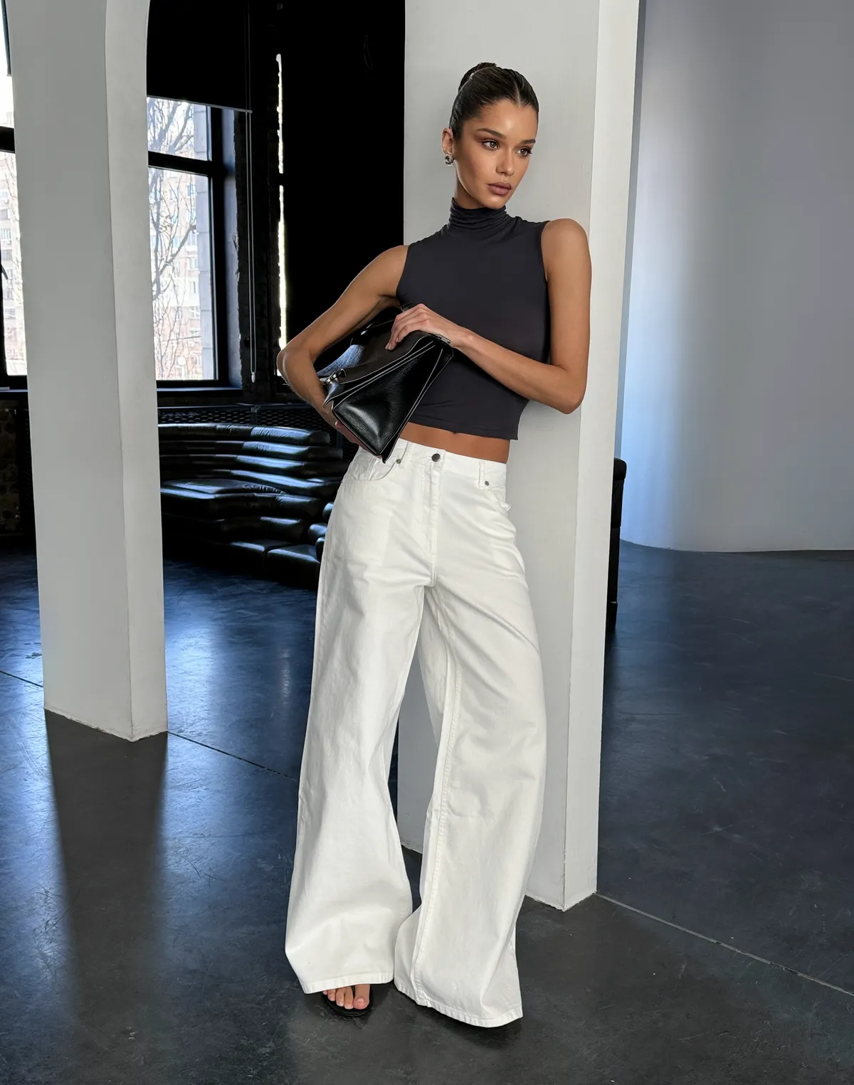 Майка під горло з кашеміром у складі, графітова - Фото 6