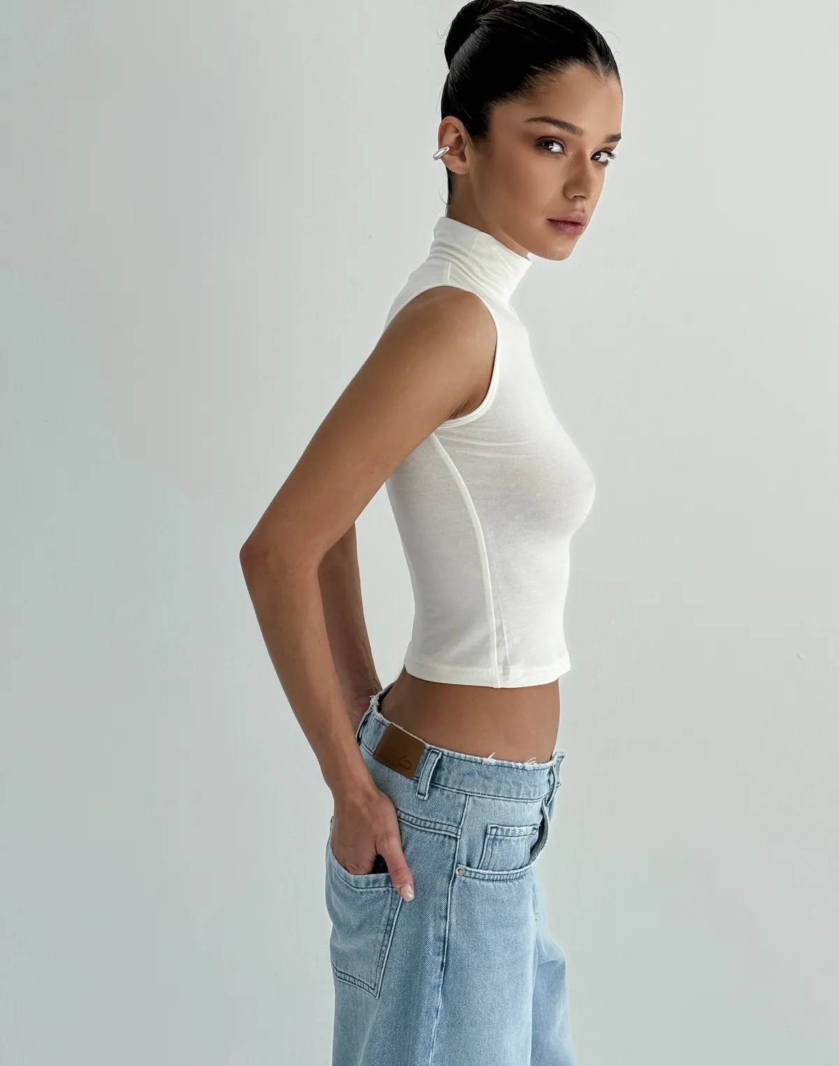 Майка під горло з кашеміром у складі, шампань - Фото 5