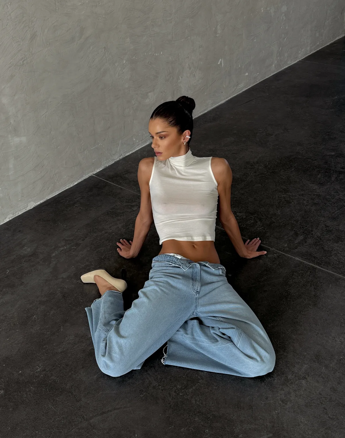 Майка під горло з кашеміром у складі, шампань - Фото 3