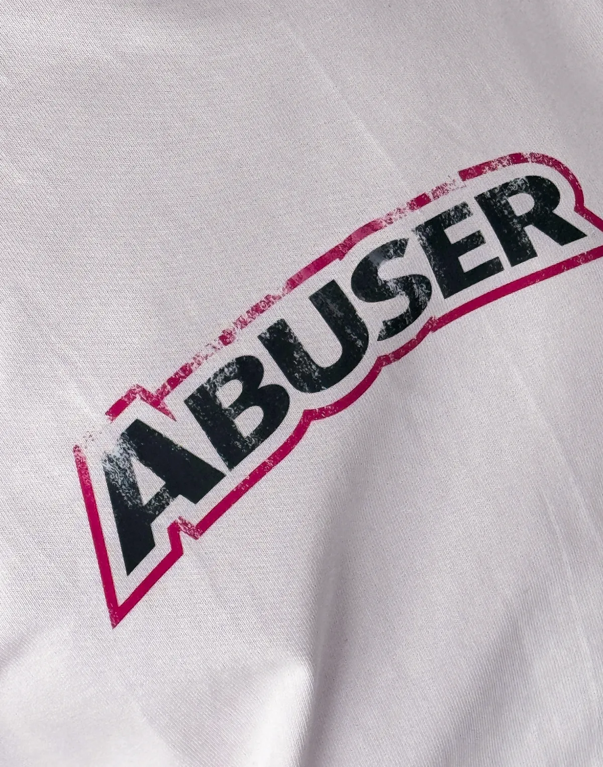 Футболка жіноча зі супер щільного котону оверсайз, рожева з принтом "Abuser" - Фото 5