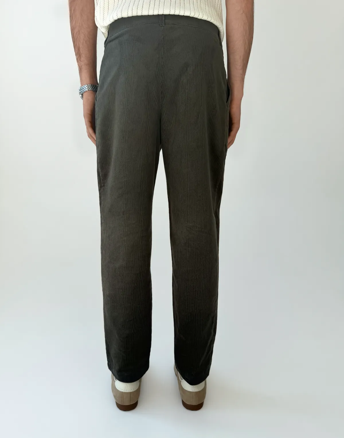 Базові чоловічі брюки вельветові, асфальт - Фото 2